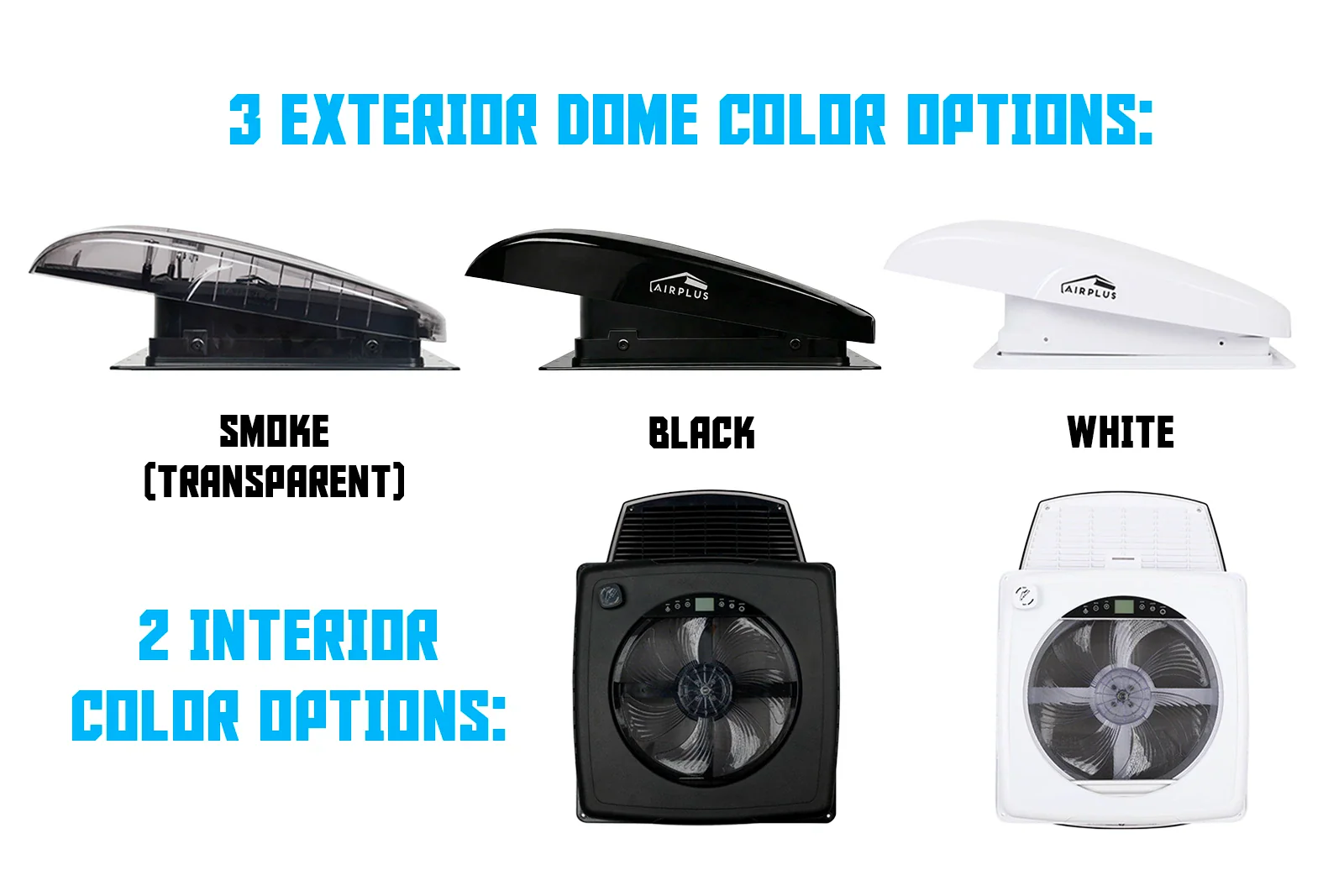 AirPlus 12V Brushless Roof Fan with Remote, LED, Blackout Shade & Bug Screen - Image 3
